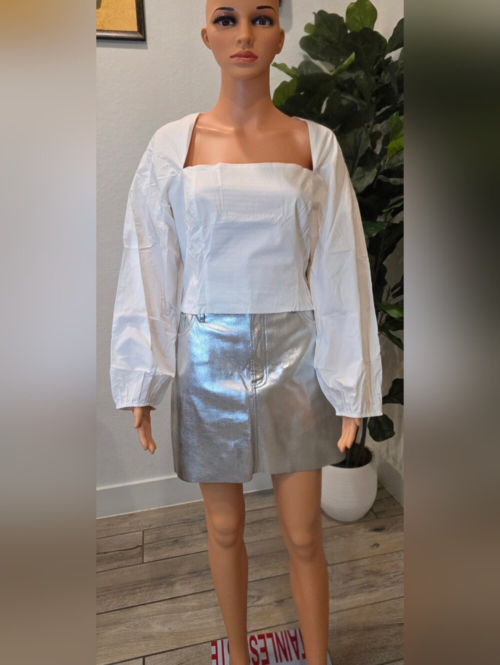 Silver Metallic A-Line Mini Skirt - Womens